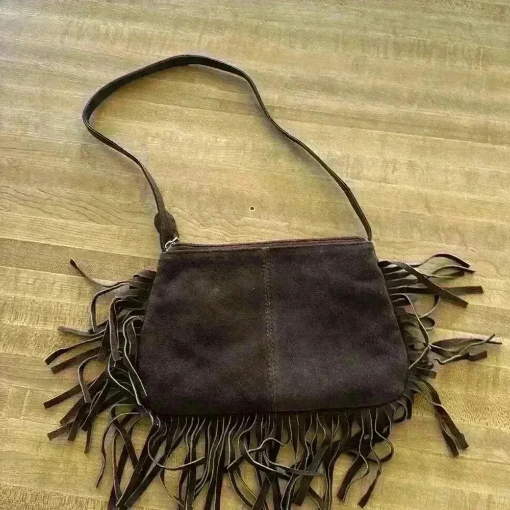 Genuine Leather Brown Purse with Fringe made in India